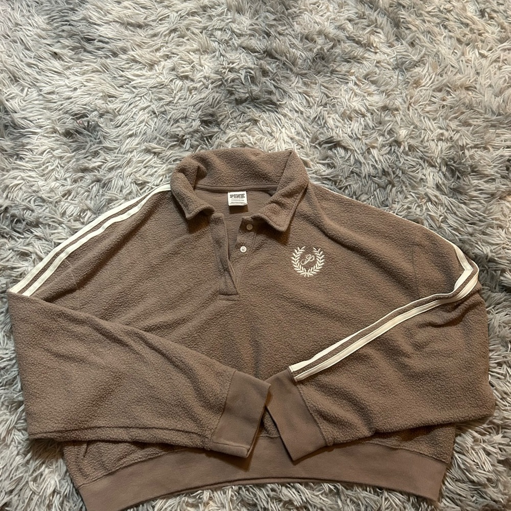 PINK Victoria's Secret Taupe/Brown Fleece Pullover